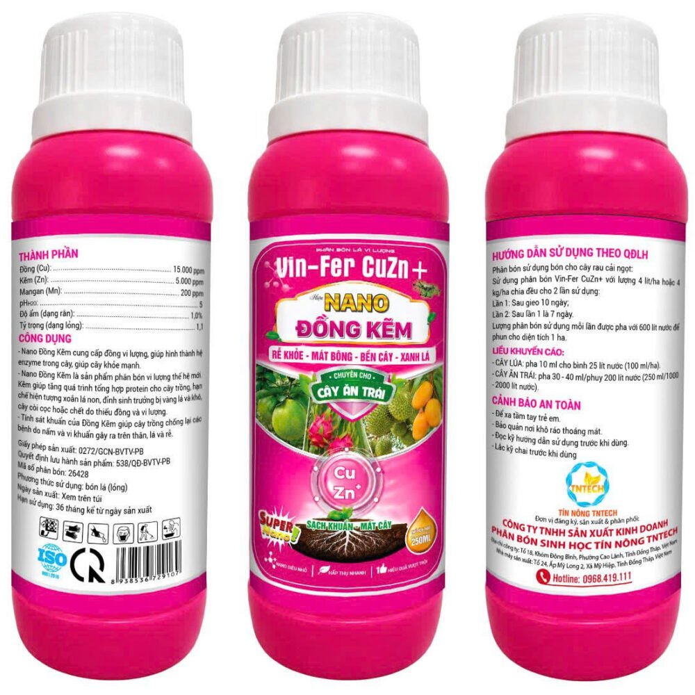 Phân bón lá vi lượng NANO ĐỒNG KẼM 250ml