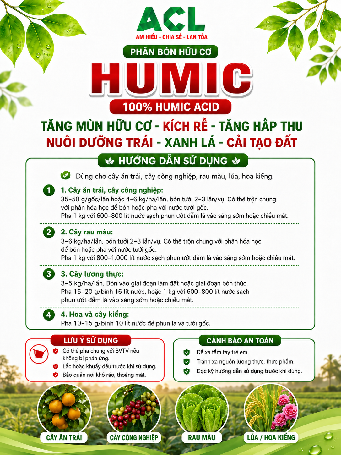 Hướng dẫn sử dụng phân bón hữu cơ Humic